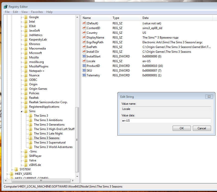 Сменить язык в симс 4 на русский. Reg hklm